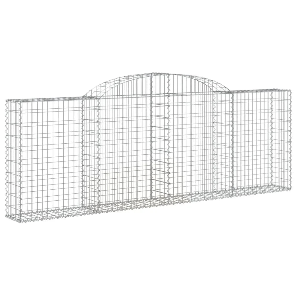 Cestini gabbioni recinzione a gabbia muro di contenimento ad arco 10 pezzi 300 x 30 x 100/120 cm ferro zincato argento 02_0040253