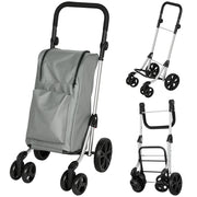 Carrello Spesa Pieghevole 44x58x100 cm Borsa da 46L con Ruote Scomparto Refrigerato in Alluminio Grigio