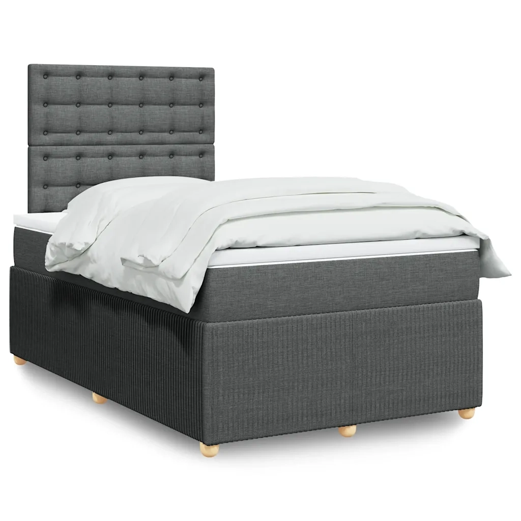 vidaXL Giroletto a Molle con Materasso Grigio Scuro 120x200 cm Tessuto