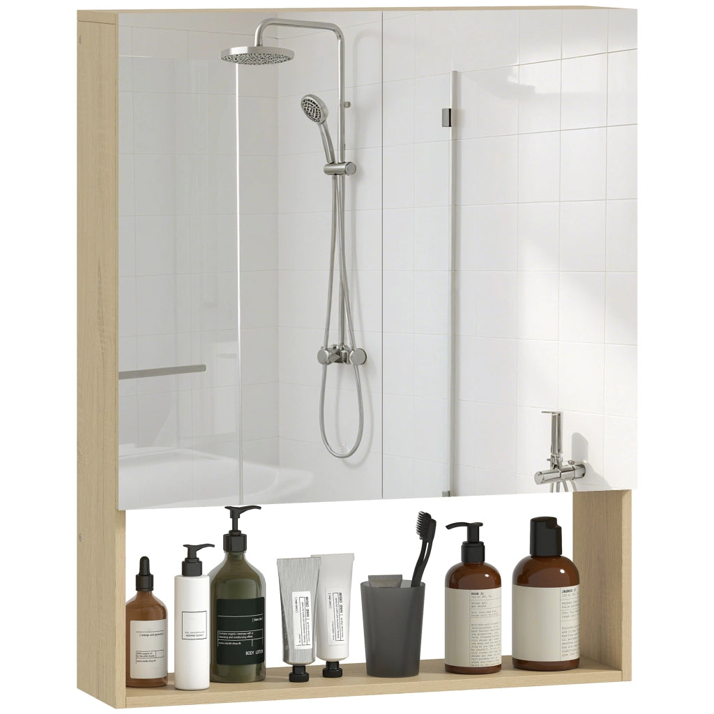 Armadietto Bagno con Specchio e Ripiani ¨C Zephmum ¨C Rovere 60x30x30