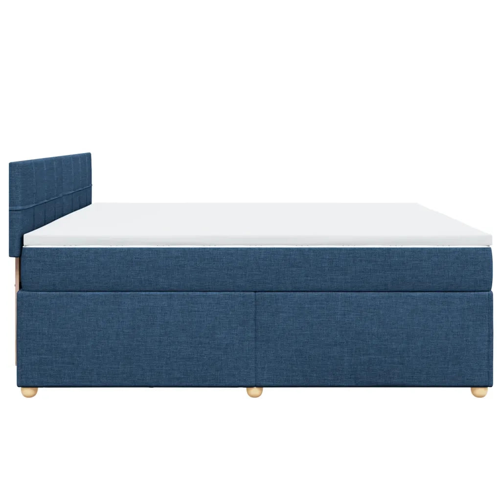 vidaXL Giroletto a Molle con Materasso Blu 200x200 cm in Tessuto