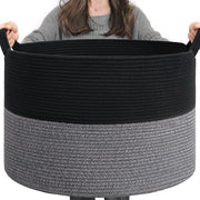 Opbergmand per bambino, grande cesta per la stanza dei bambini, cesta per bambini, grande contenitore, contenitori per coperte, giocattoli per bambini, ceste intrecciate, 55x35cm, nero