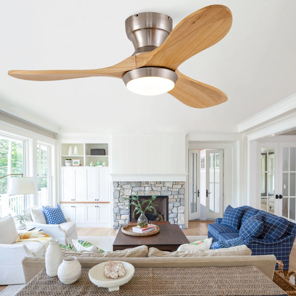 Ventilatore da soffitto a incasso 36 pollici con illuminazione e telecomando, 3 pale legno massello, 3CCT dimmerabile, 6 velocit¨¤ silenzioso