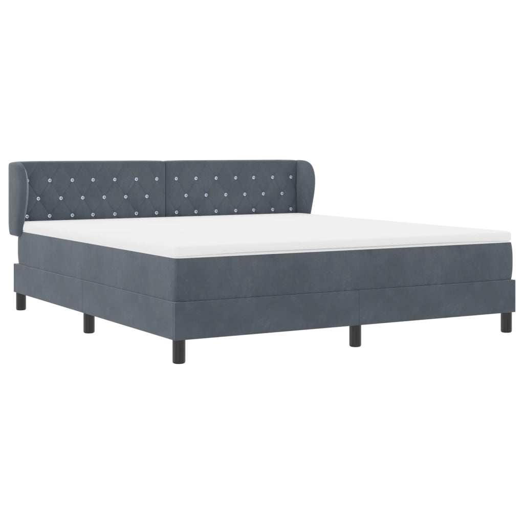 Letto Box Spring  con Materasso Grigio Scuro 180x200 cm in Velluto