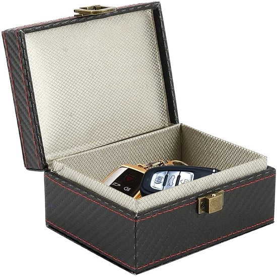 Cassaforte Faraday Signaletti Bloccante senza Chiave Sicurezza Anti-Furto Grande Cassetto di Ripostiglio per Chiavi di Auto, Telefoni Cellulari, Carta di Credito RFID, Nero