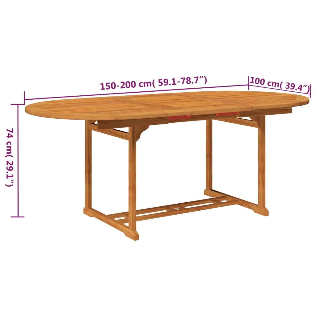 Set da Pranzo da Giardino 5 pz in Legno Massello di Acacia 150-200 cm 3058011