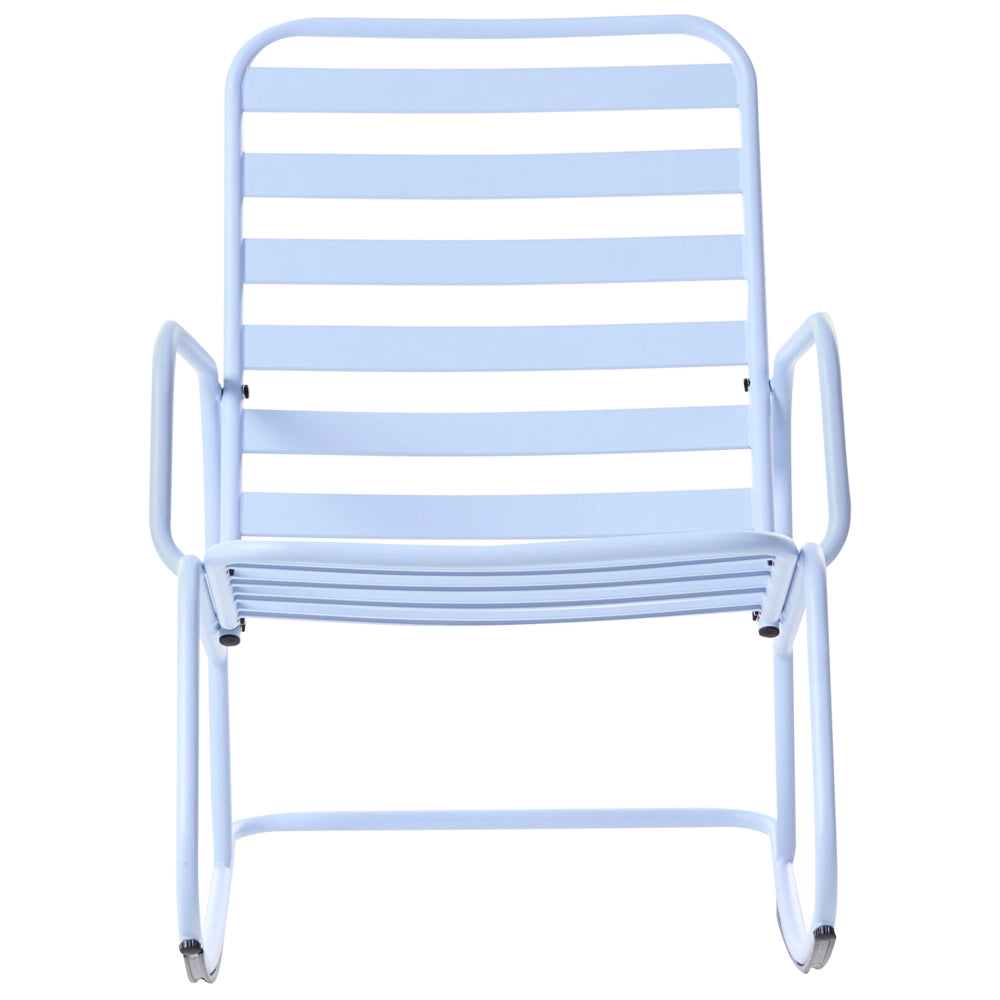 Sedia a dondolo da giardino azzurro alluminio a doghe Design moderno per esterni