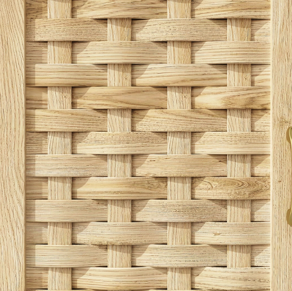 Credenza alta 120x40x180 cm con LED; ante in vetro; MDF e metallo naturale