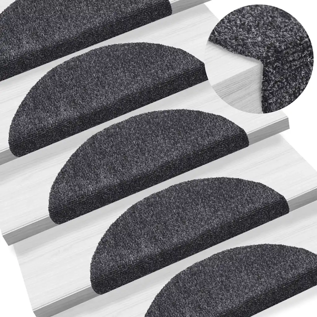 Tappetini per scale autoadesivi 20 pz | Gradini per Scale 56x17x3 cm Grigio scuro semicircolari