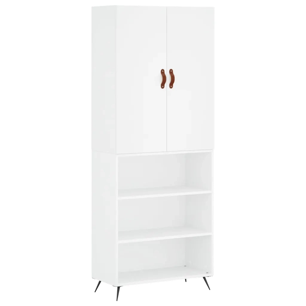 Credenza-Buffet-Armadio da cucina Bianca 69,5x34x180 cm in Legno Multistrato 459727