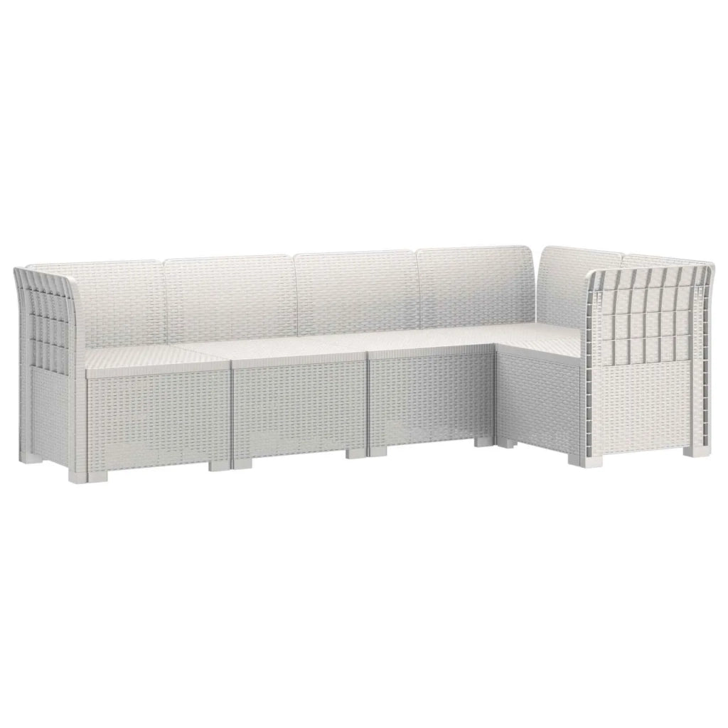 Divano da Giardino 5 Posti Stile Rattan PP Bianco 3444032