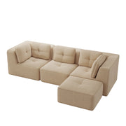 Divano angolare modulare in velluto a coste; senza montaggio; piedini antiscivolo; braccioli larghi; beige