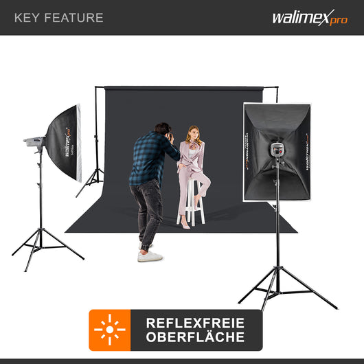 Sfondo fotografico in cartoncino nero 2,60x10 m, Backdrop foto antiriflesso e resistente, per studi fotografici