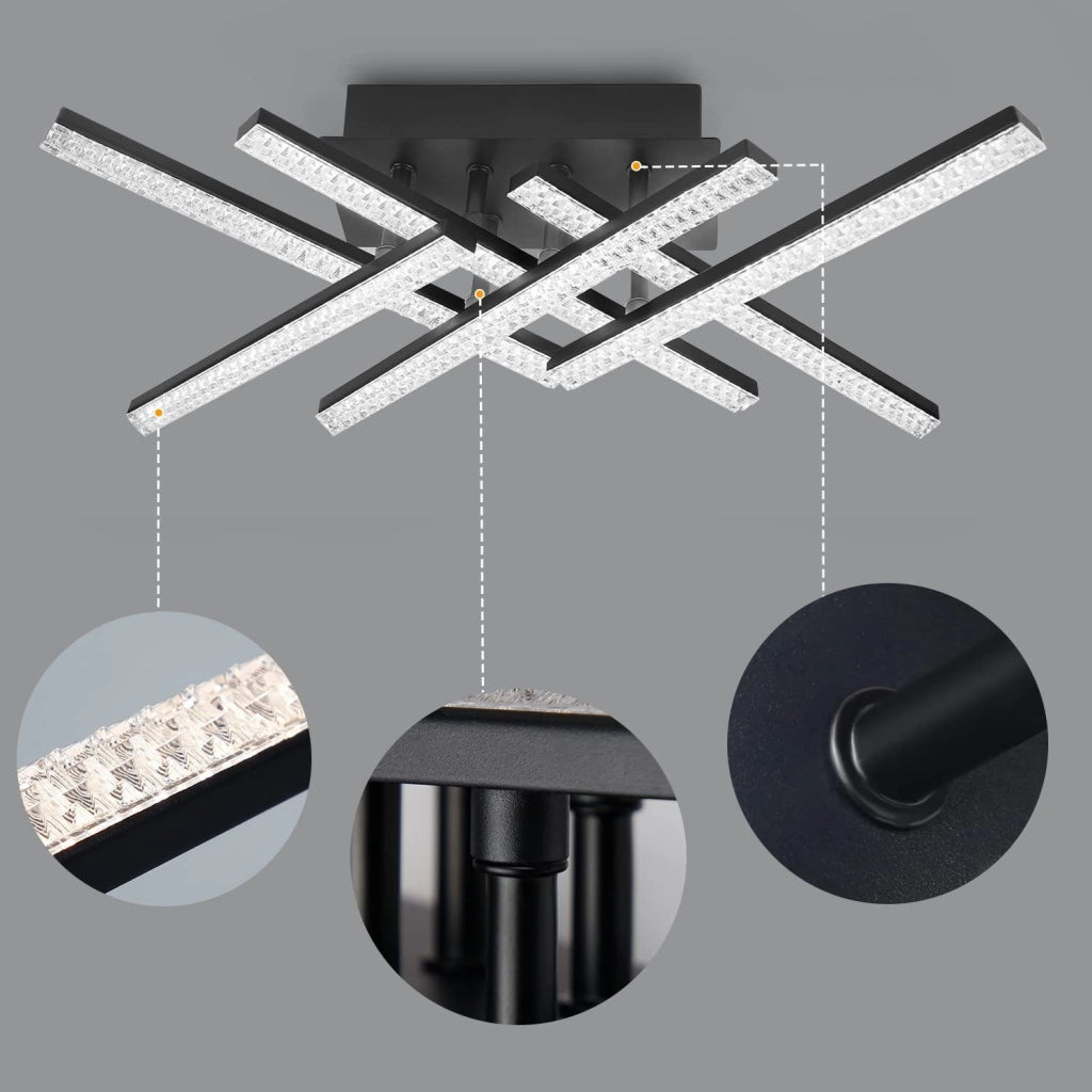 ZMH Lampada da soffitto plafoniera LED cristallo telecomando per soggiorno