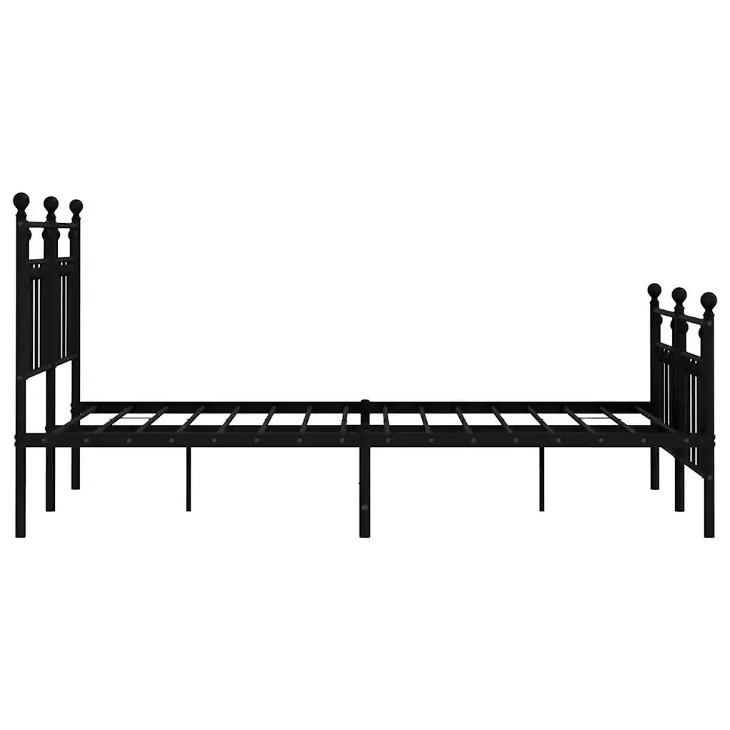 Giroletto con Testiera e Pediera-Struttura Letto Metallo Nero 140x190 cm 758054