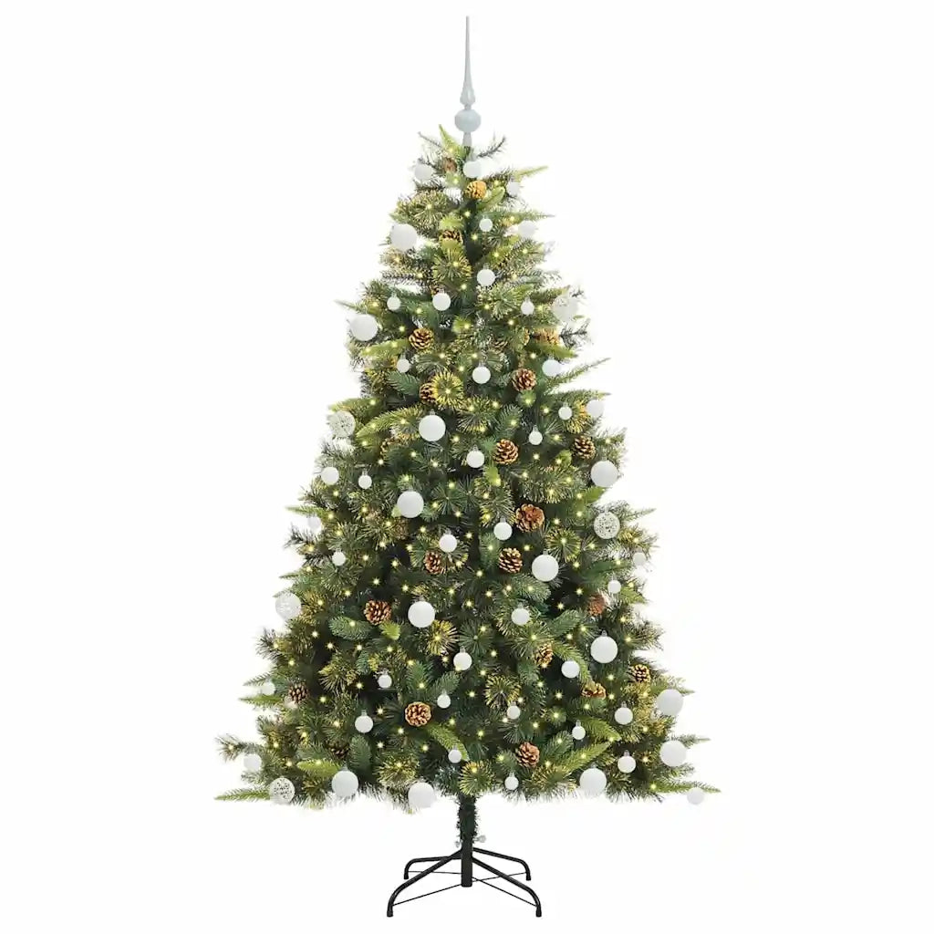 Albero di Natale artificiale pieghevole con coni Verde 180 cm 3395092