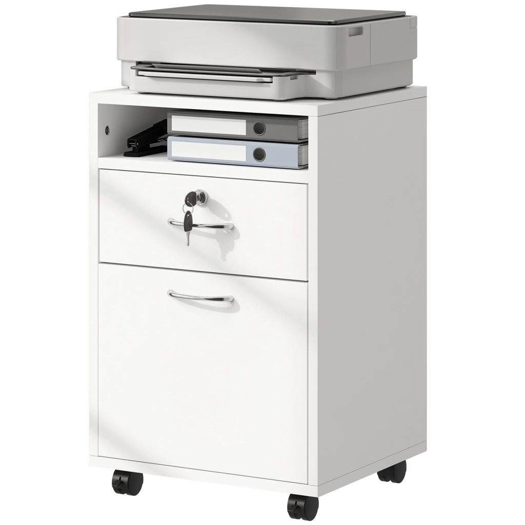 Cassettiera da Ufficio con Serratura ¨C Zephmum ¨C Bianco 40x35x60 cm