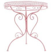 Tavolo da bistrò all'aperto con volute decorative verniciate a polvere di metallo rosa