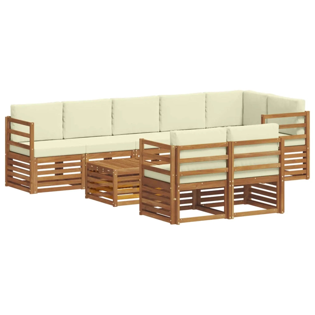 Set di divani da esterno 9 pz Naturale e Crema Poliestere 3375030