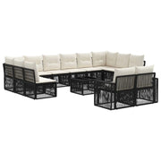 Set Divano da Giardino 13 pcs Nero e Bianco Crema polyrattan 3435271