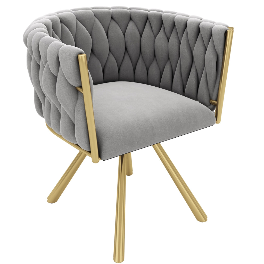 Sedie da pranzo set da 2 girevoli a 360 gradi con schienale ergonomico e seduta imbottita in velluto grigio oro