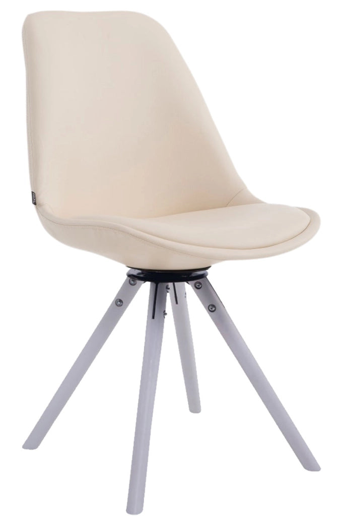 Sedia Calais in similpelle girevole bianco,crema