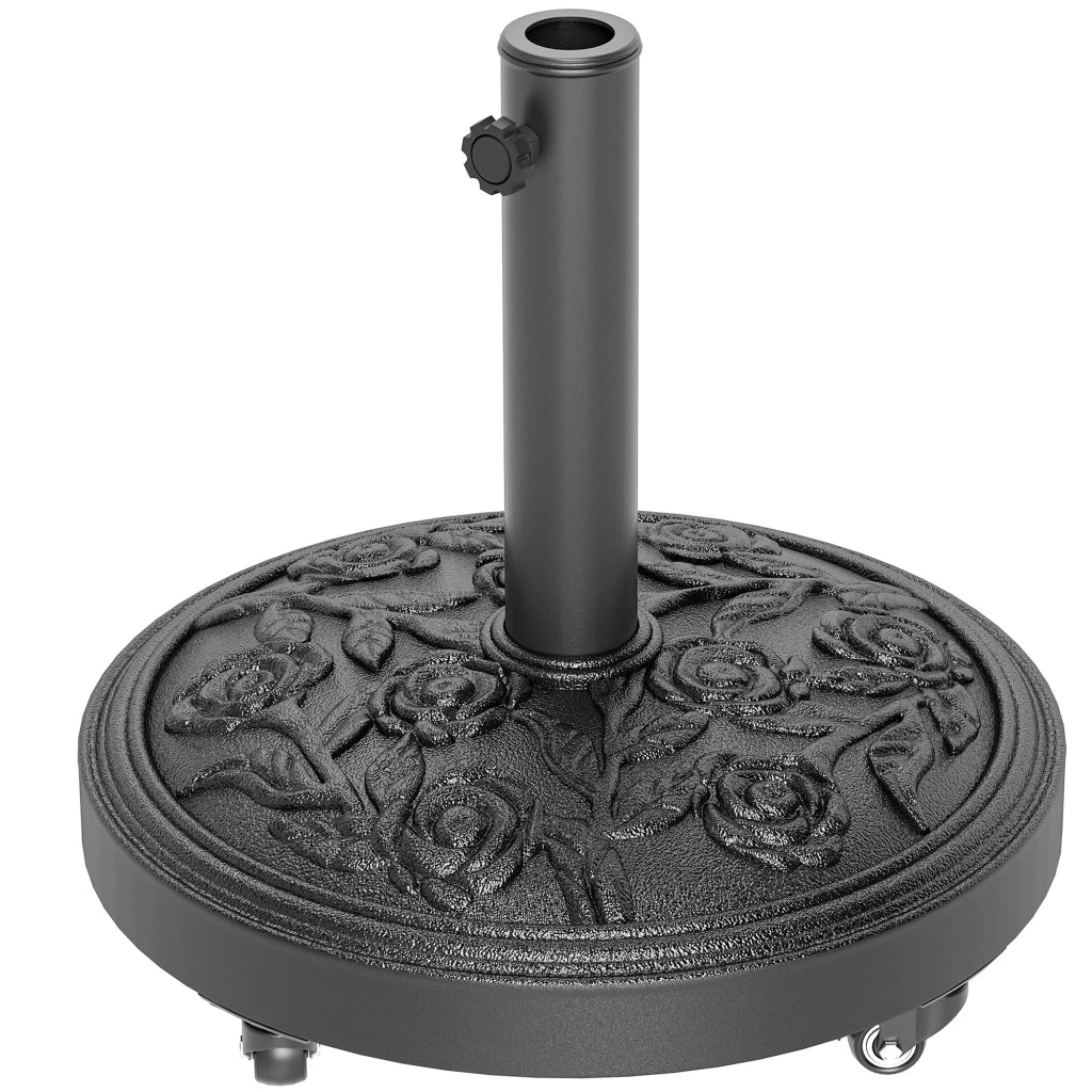 Socle Parasol Esterno in Resina 21 kg ¨C zephmum ¨C Nero, ? 49x42 cm, per mastro ?32/38/48 mm, con ruote