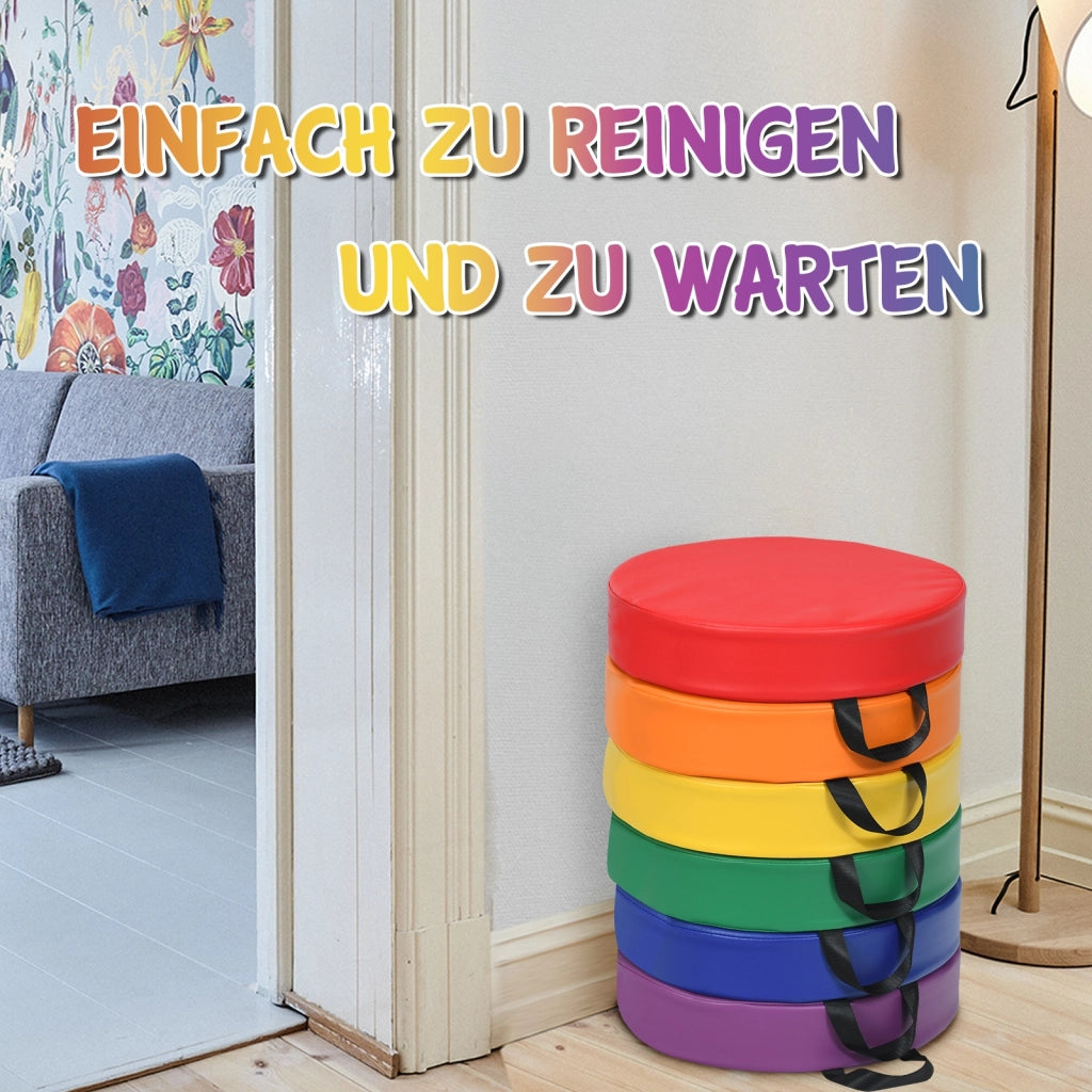 Cuscinetti per bambini con 6 colori e forma rotonda, Cuscini impermeabili con maniglia ergonomica