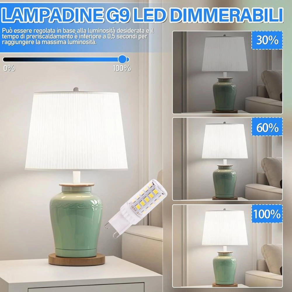 Lampadina led g9 4w dimmerabile per illuminazione interni *** temperatura colore lampada 6000k bianco freddo, confezi...