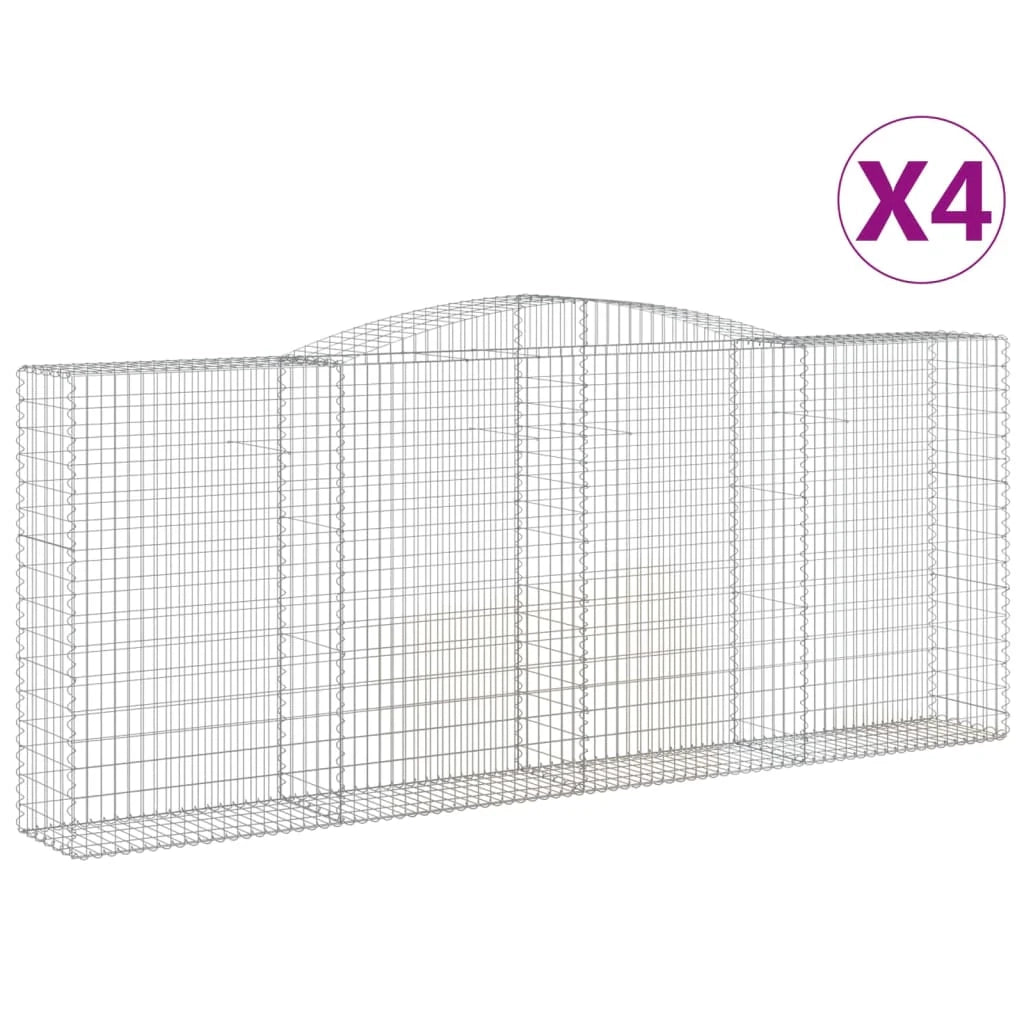 Set di 4 gabbioni ad arco per recinzioni a gabbia e muri di contenimento 400 x 50 x 160/180 cm ferro zincato argento 02_0041496