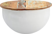 Tavolo salotto - Tavolo salotto - Tavolo rotondo - Tavolo supplementare - Spazio di stoccaggio - Legno di mango massello - Legno riciclato - Nero/Bianco - 60 x 60 x 34 cm