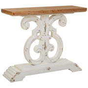 Tavolino da ingresso in legno bianco 110x36x91h cm