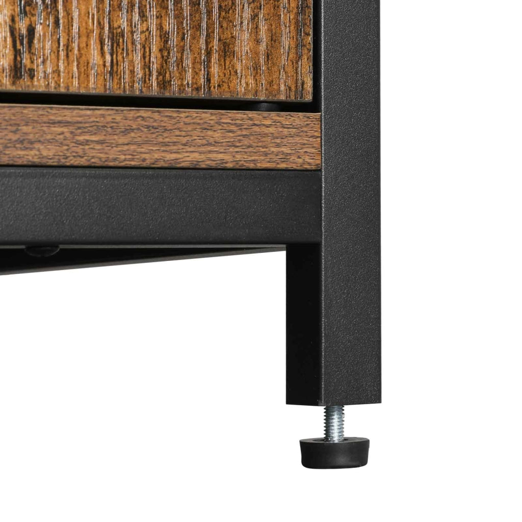 Credenza da cucina con 2 ante 60 x 35 x 125 cm (L x P x A) struttura in acciaio mobile alto in marrone rustico e nero 12_0004527