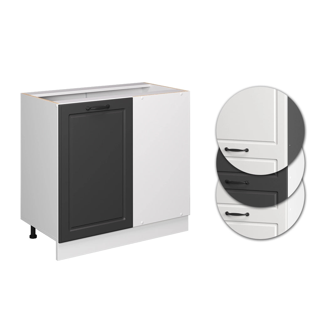 Vicco Mobile ad angolo cucina Antracite casa di campagna 86 cm PL Marmo