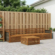 Set di divani da esterno 5 pz Naturale Legno di Acacia Massello 3382987