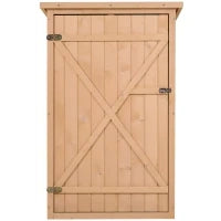 Casetta da Giardino in Legno di Abete con Tetto Impermeabile e 2 Mensole, 75x56x115 cm