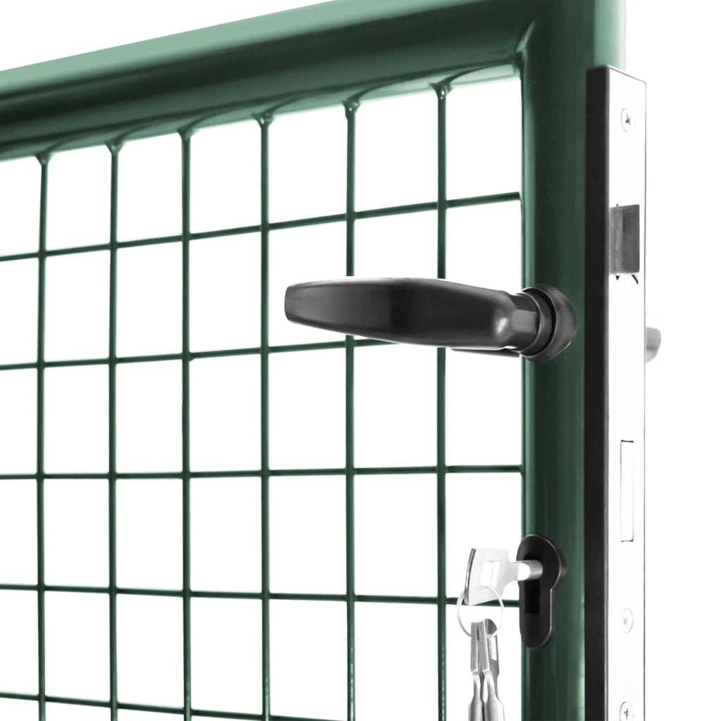 IDMarket - Cancello da giardino in acciaio verde 105 x 125 cm con serratura e maniglia
