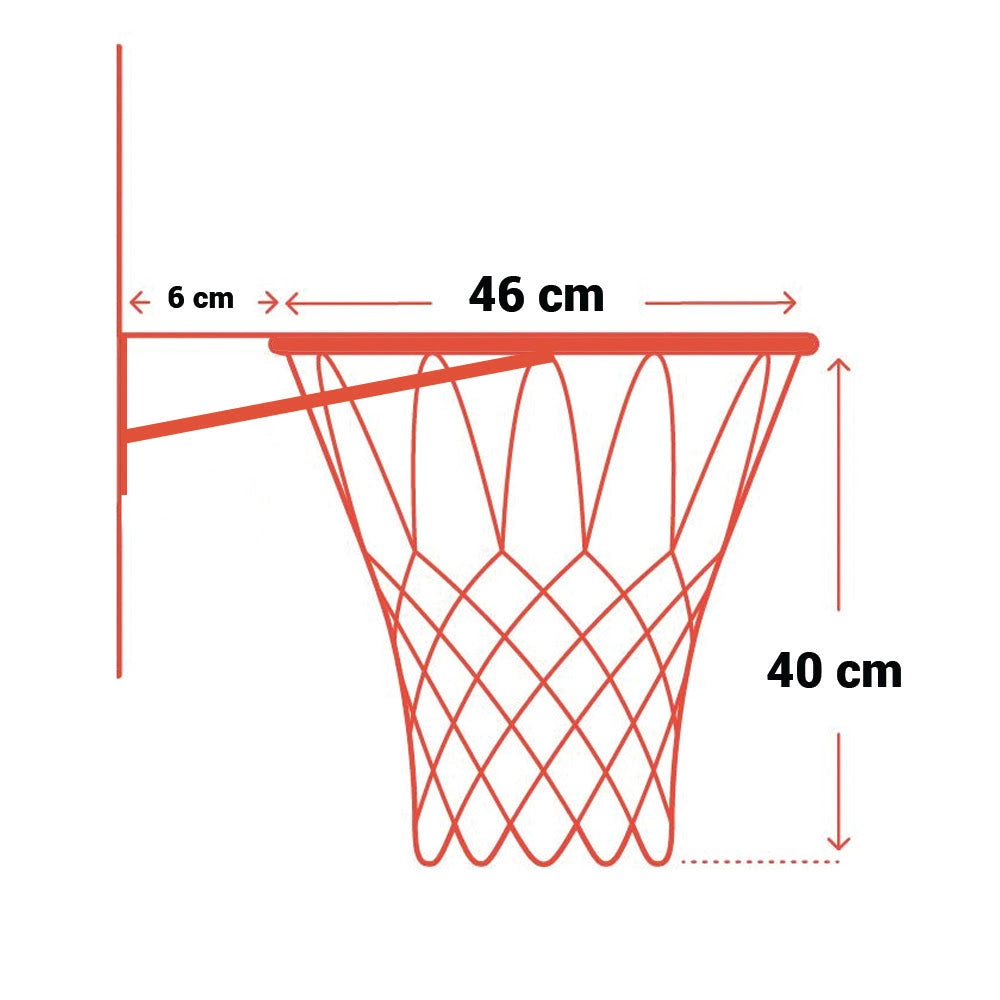 Canestro da Basket Ø 46 cm in Metallo Regolamentare USA Rosso
