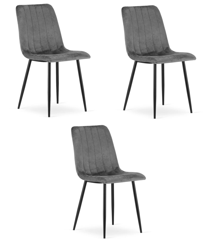 Sedia Valora JEWA in velluto grigio scuro, design ergonomico x3