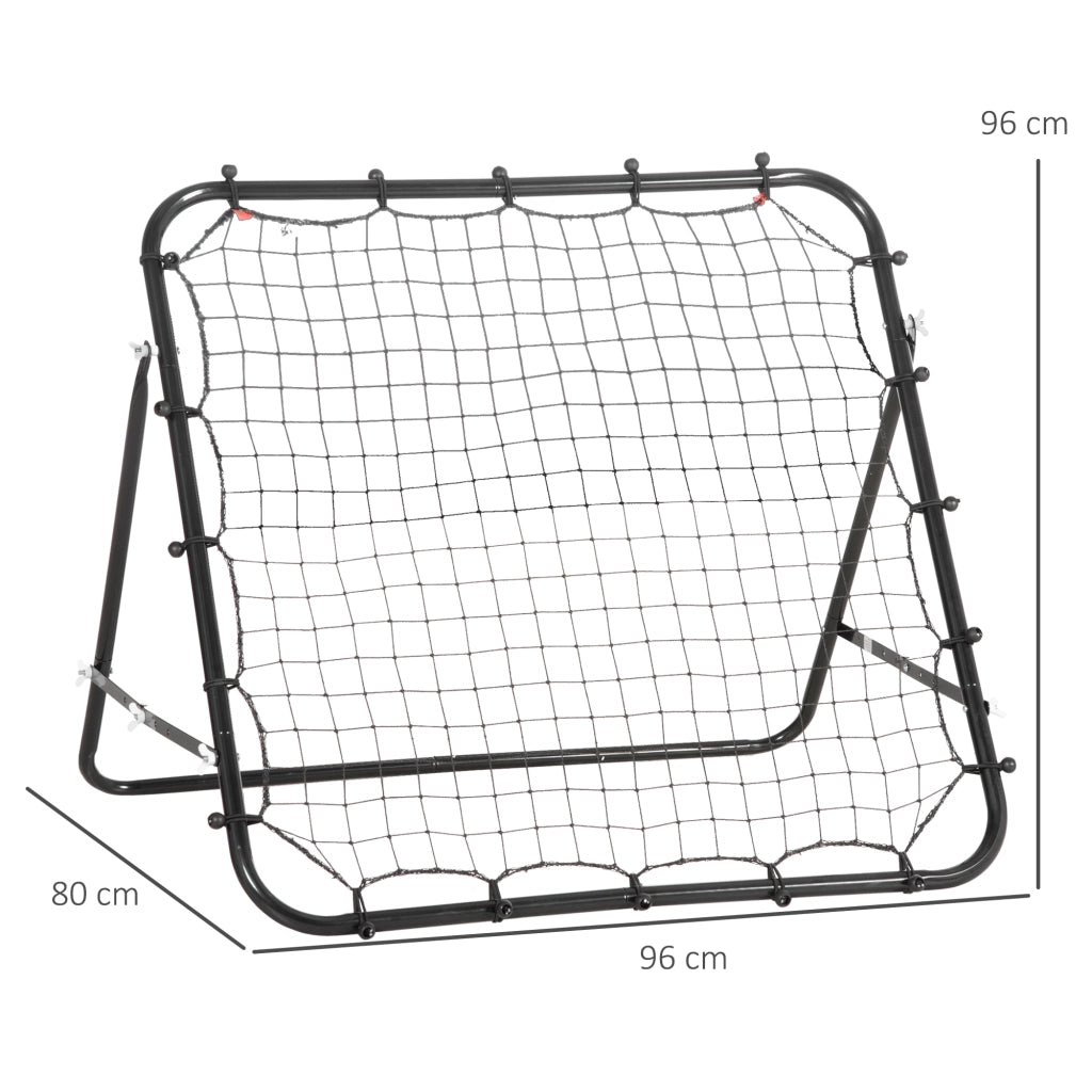Rebounder da calcio regolabile 96x80x96 cm in acciaio verniciato e rete plastica nera