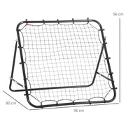 Rebounder da calcio regolabile 96x80x96 cm in acciaio verniciato e rete plastica nera