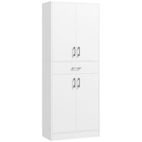 Credenza Cucina Alta con 2 Armadietti e un Cassetto Centrale 70,8x34x180 cm in MDF Bianco