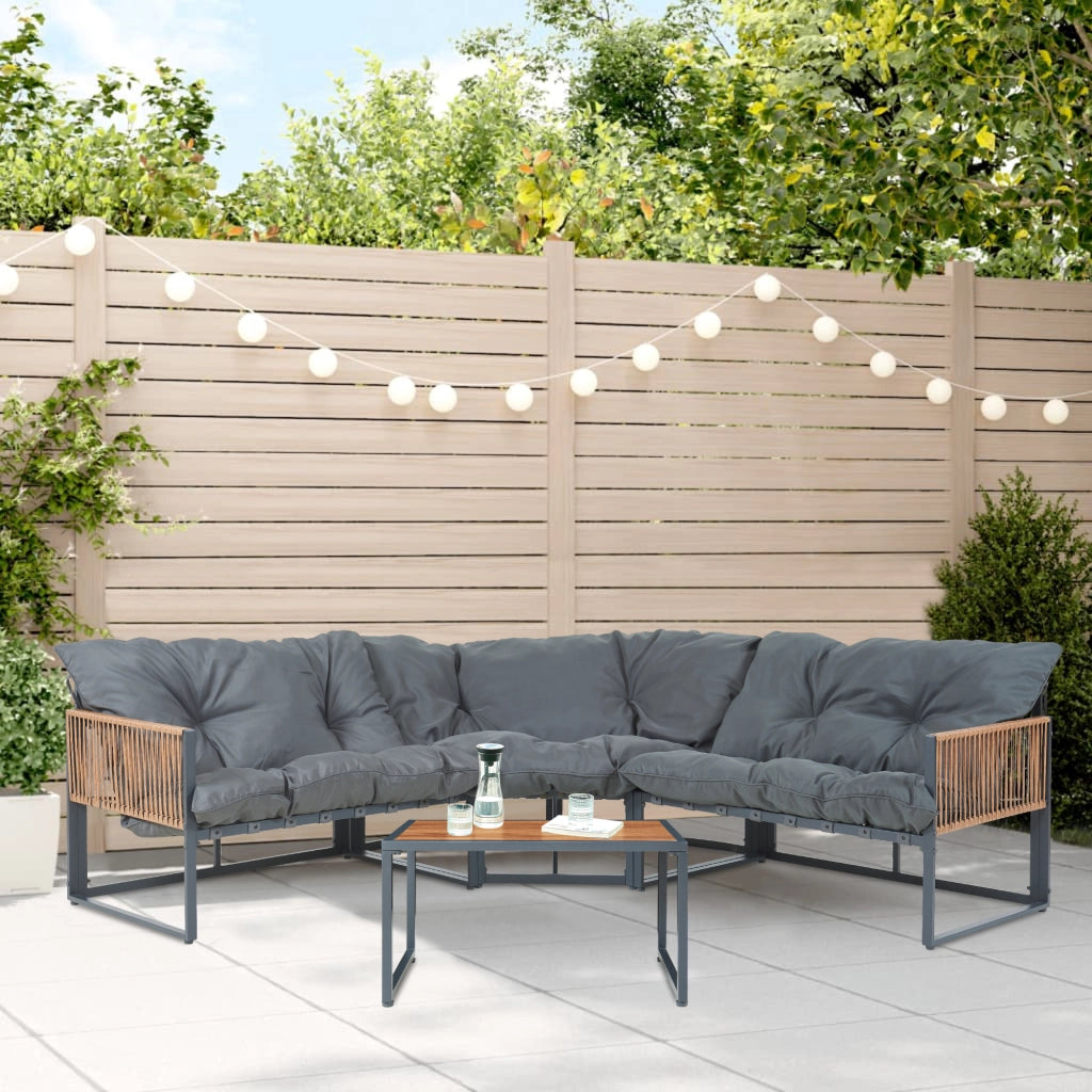 Set Salottino per Esterno Karg Divano Modulare a 3 pezzi e Tavolino con Piano in SPC Rovere Mobili da Giardino - Grigio