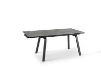 E-STYLO Tavolo allungabile con top marmo grigio in ceramica e gambe in metallo bianco, 80cm X 140/200cm H. 76cm.