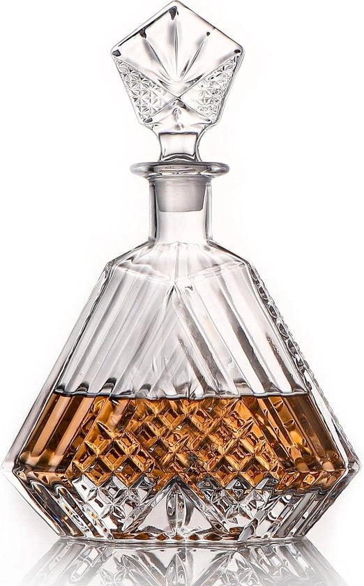 Caraffa a prova d'aria Geometrica in vetro - Ideale per Whisky, Vino e Liqueuri - 650ml