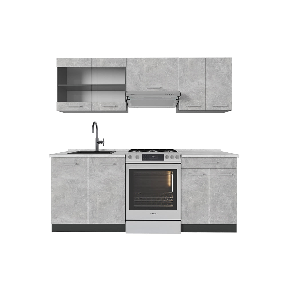 Vicco Cucina componibile Calcestruzzo/antracite 200 cm , PL Marmo