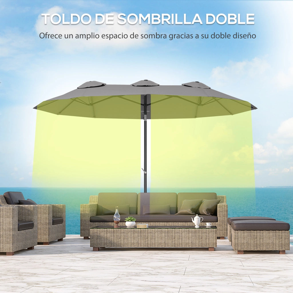 Ombrellone da Giardino Doppio ¨C zephmum ¨C Grigio 295x152x222 cm