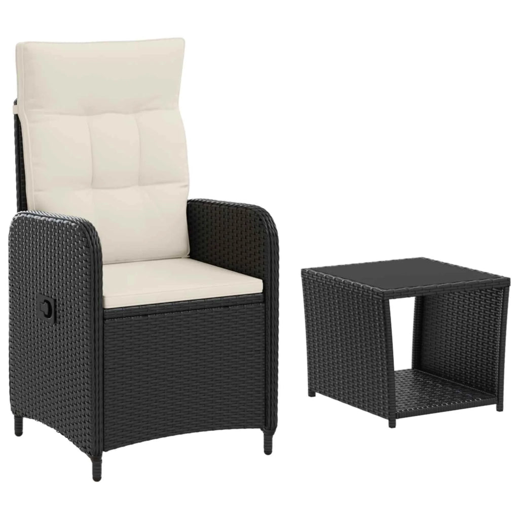 Set Lounge da Giardino 2 pz Nero e Bianco Crema 3422354