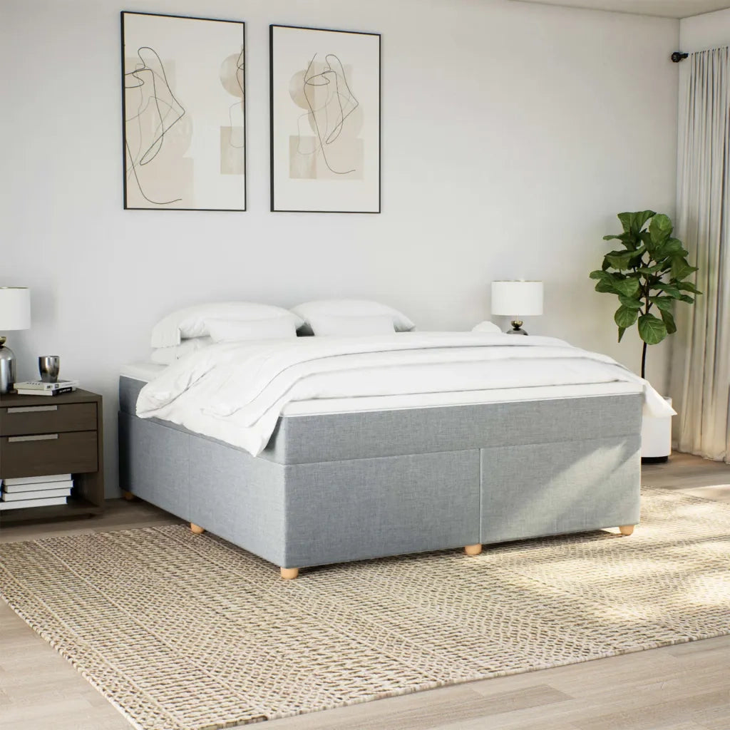 Giroletto a Molle con Materasso Grigio Chiaro180x200 cm Tessuto