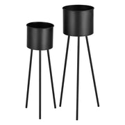 Set di 2 portavasi set di vasi da fiori set di cachepot fioriere vasi metallo diverse misure nero 03_0005775